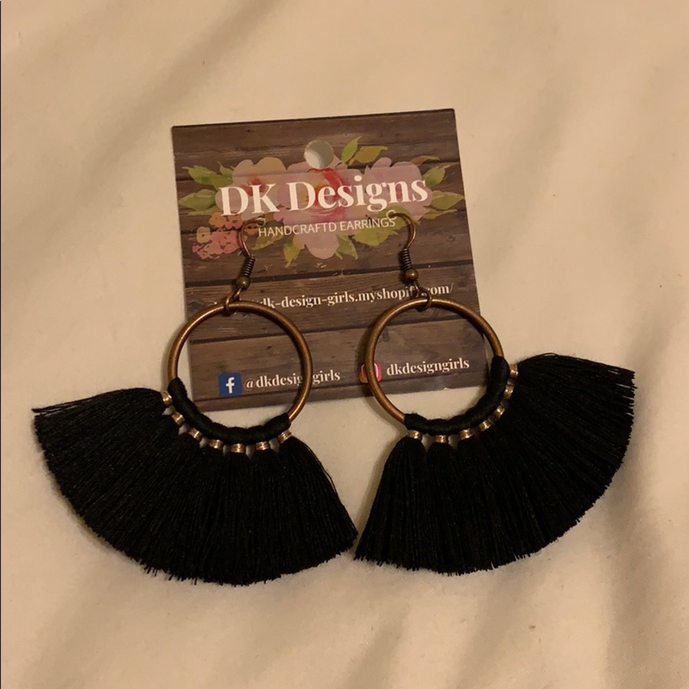 Small Business Black Fringe Earrings